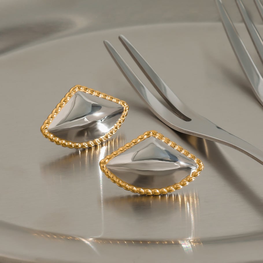 1 Paar einfache Serie Retro geometrische Edelstahl Gold Farbe Damen Ohrstecker Bild6