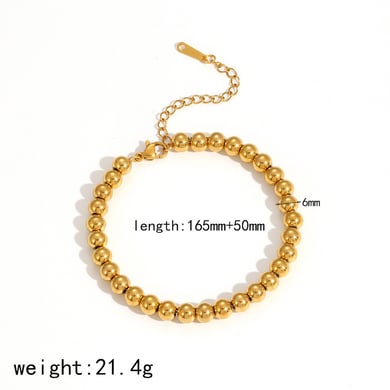 1 stück simple series  style runde edelstahl 18 karat vergoldete damen-perlenarmbänder h5 Bild5