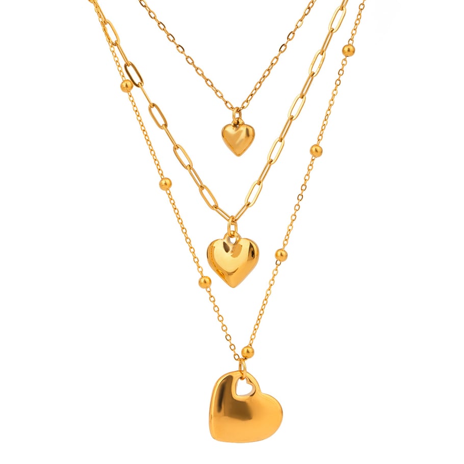 1 Stück Simple Series Simple Heart Edelstahl 18 Karat vergoldet Damen-Mehrfachketten Bild4