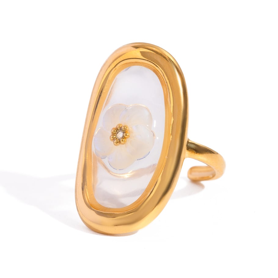 1 Paar Romantische Serie Süße Blume Edelstahl 18 Karat vergoldet Damen verstellbare Ringe Bild5