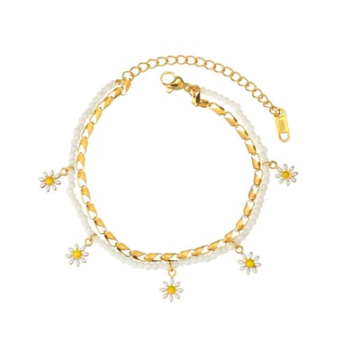 Bracelet à breloques pour femme, série simple, motif bohème, en acier inoxydable plaqué or 18 carats h5 Image5