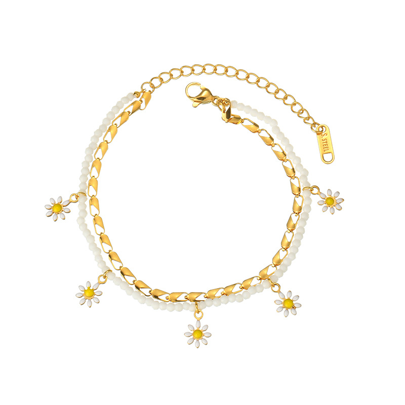 Bracelet à breloques pour femme, série simple, motif bohème, en acier inoxydable plaqué or 18 carats Image5