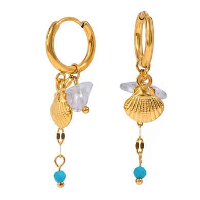 1 paio di orecchini pendenti da donna in acciaio inossidabile placcato oro 18 carati, modello semplice, casual, a forma di tartaruga h5 Immagine5