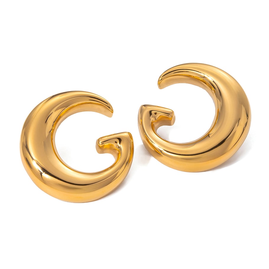 1 Pair Simple Series ins style Geometric Stainless Steel 18K Gold Plated Women Stud Earrings Picture6