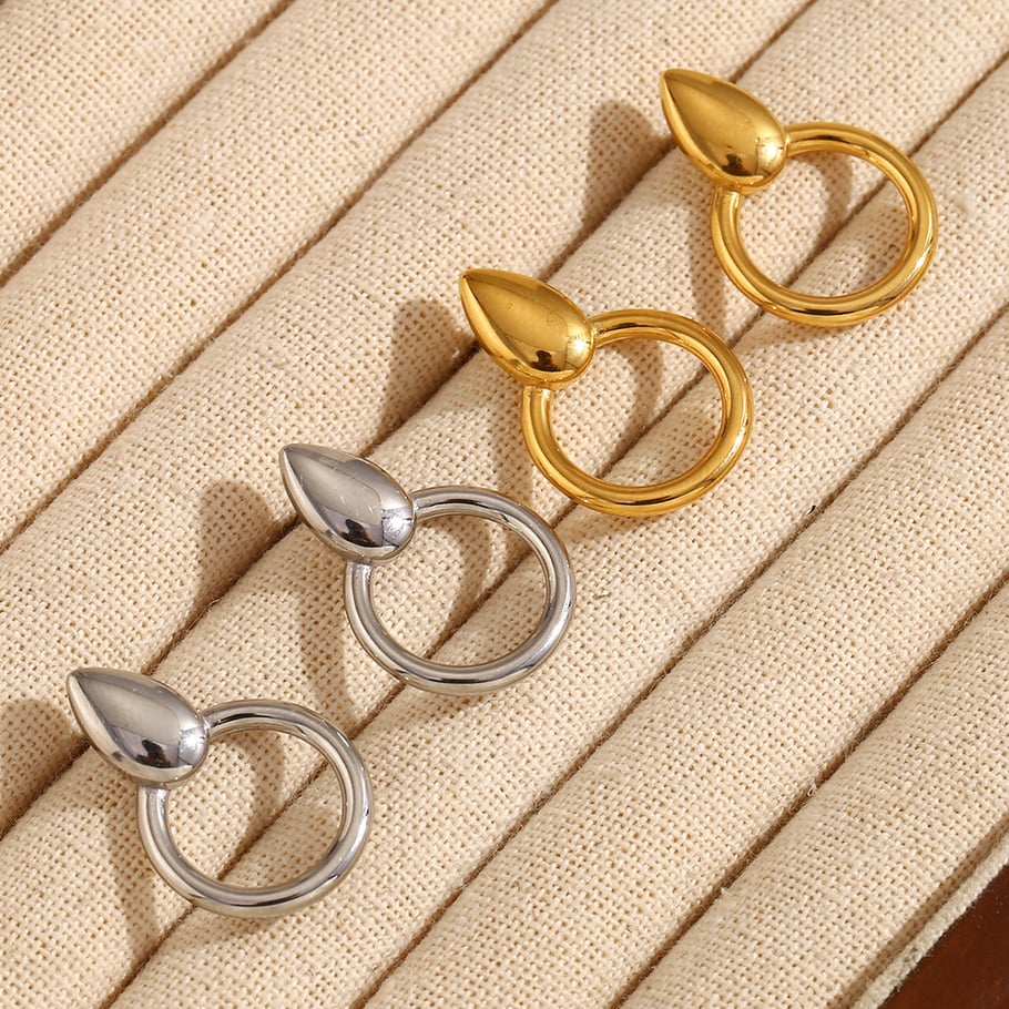 1 Pair Simple Series Classic Geometric Stainless Steel   Gold Color  Women's Drop Earrings Picture4