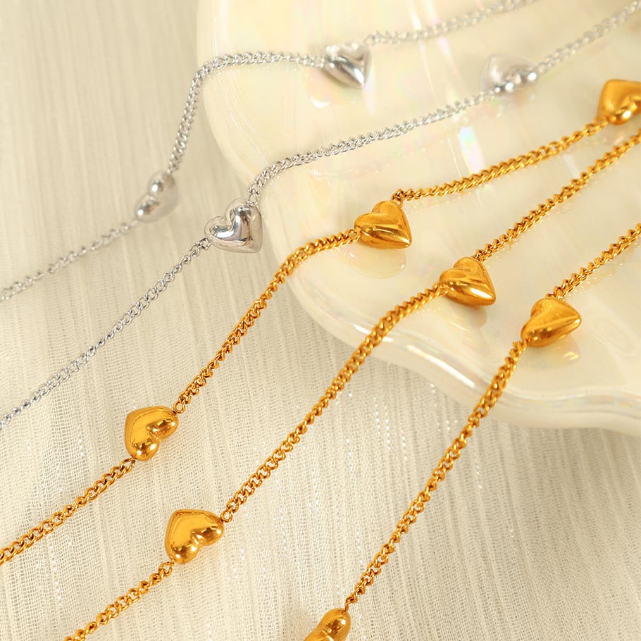 1 Stück Romantische Serie Klassisches Herz Titanstahl 18 Karat vergoldet Damen Charm Armbänder Bild3