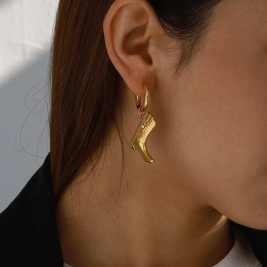1 Pair Ethnic Series Fashionable Boots Solid Color Stainless Steel Gold Color Women's Drop Earrings Picture7