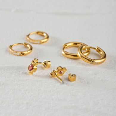 1 Paar Ohrringe der luxuriösen Serie Sweet Geometric aus Edelstahl mit 18 Karat vergoldetem Strass für Damen h5 Bild4