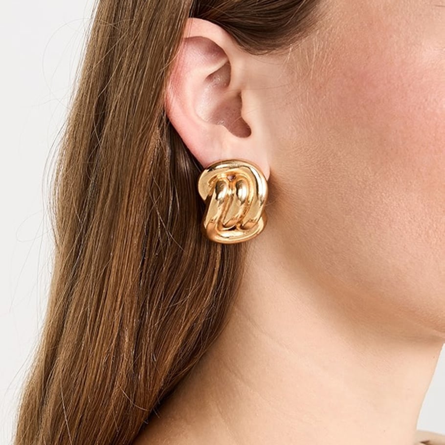 1 Paar Simple Series Retro Twist Edelstahl 18 Karat vergoldete Damen-Ohrstecker Bild4