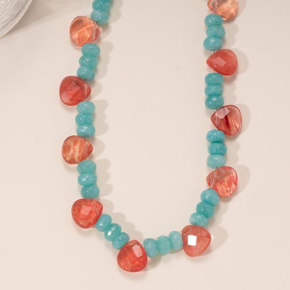 Collana con perline da donna in acciaio inossidabile color oro, serie romantica, 1 pezzo 2