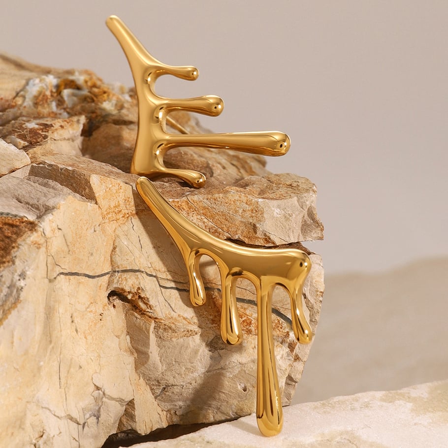 1 Pair Simple Series Simple irregular Stainless Steel 18K Gold Plated Women Stud Earrings Picture4