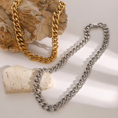 1 Stück Simple Series Hip-Pop/Rock Geometrisch Edelstahl 18K vergoldet Damen Kettenhalsketten h5 Bild4