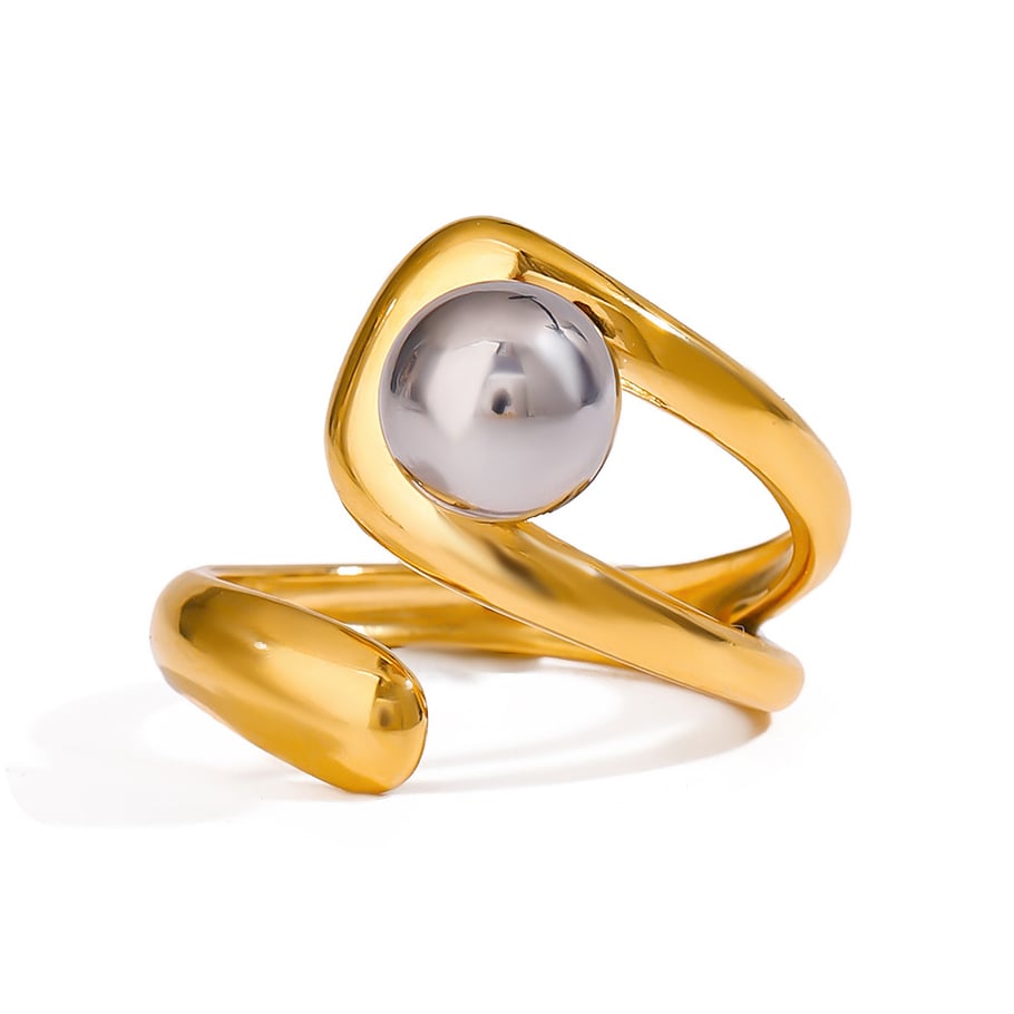 1 Pair Modern Series Fashionable Irregular Stainless Steel Gold Color Women's Single Rings Picture8