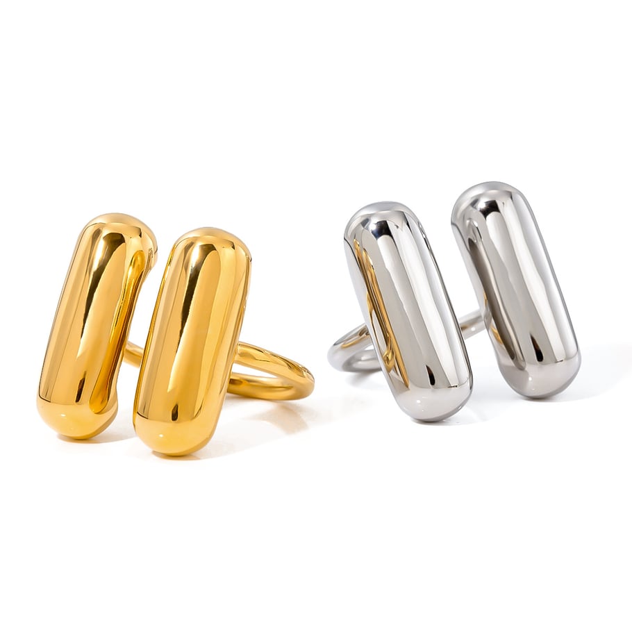 1 Piece Simple Style Geometric Stainless Steel 18k Gold Plated Women's Adjustable Rings Picture11
