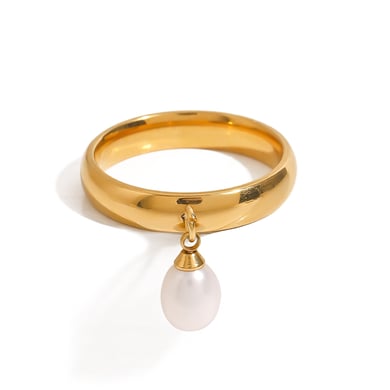 1 Piece Classic Series Retro Elegant Sphere All-match Stainless Steel 18K Gold Color Women's Single Rings h5 Picture6