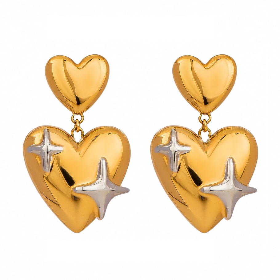 1 Pair Simple Series ins style Heart Stainless Steel 18K Gold Plated Women Drop Earrings Picture6