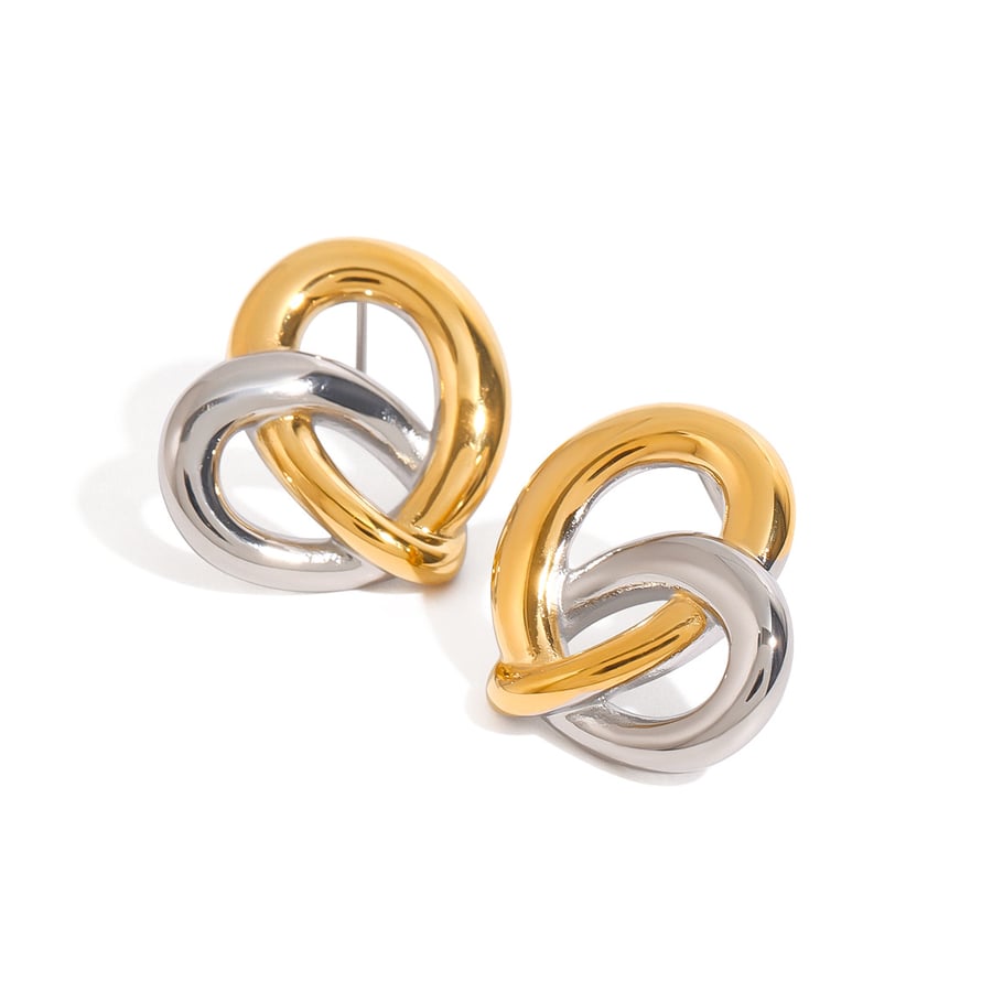 1 par de pendientes de botón de acero inoxidable dorados con forma de corazón y amor de Europa y América para mujer Imagen11