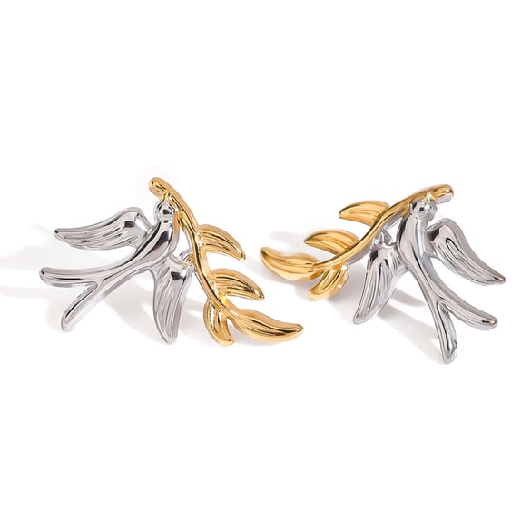 1 paio di orecchini a bottone da donna in acciaio inossidabile color oro, dal design originale e semplice, a forma di animale.