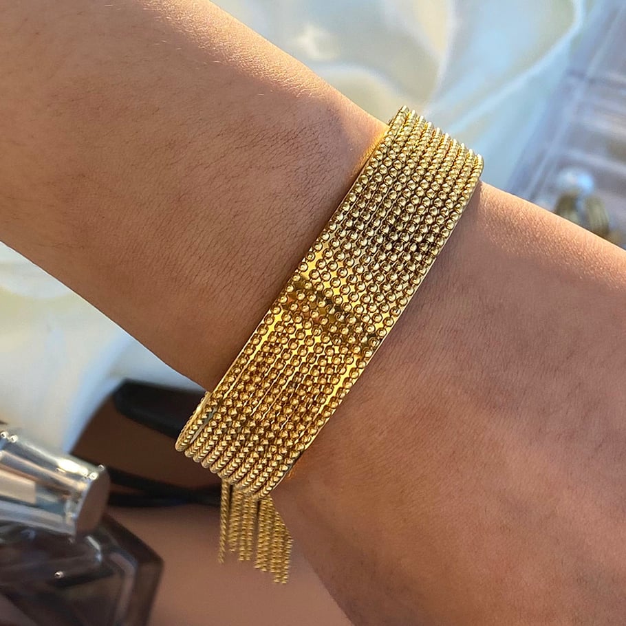 1 Piece Luxurious Series Daily Tassel Stainless Steel 18K Gold Plated Women Bangles Picture5