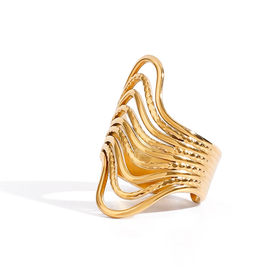Anillos ajustables para mujer de acero inoxidable color dorado, serie simple, estilo Ins, 1 pieza Imagen7