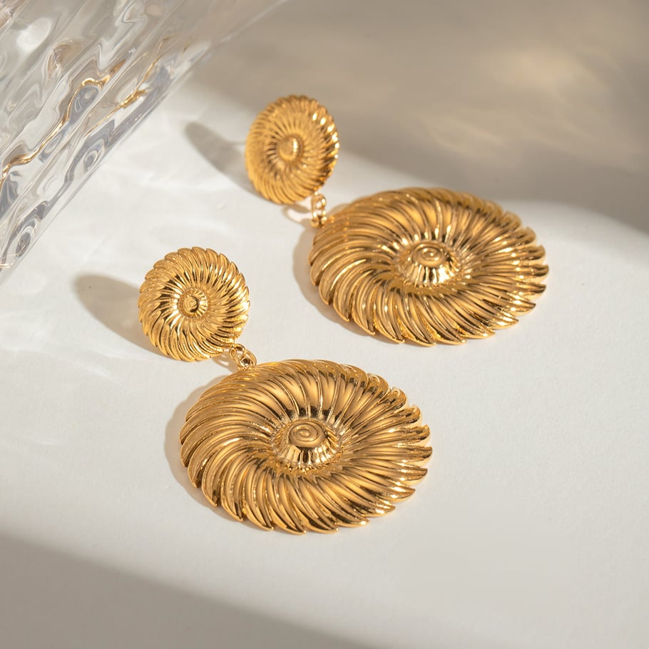 1 Pair Classic Series Retro Flower Stainless Steel 18K Gold Plated Women Drop Earrings Picture4