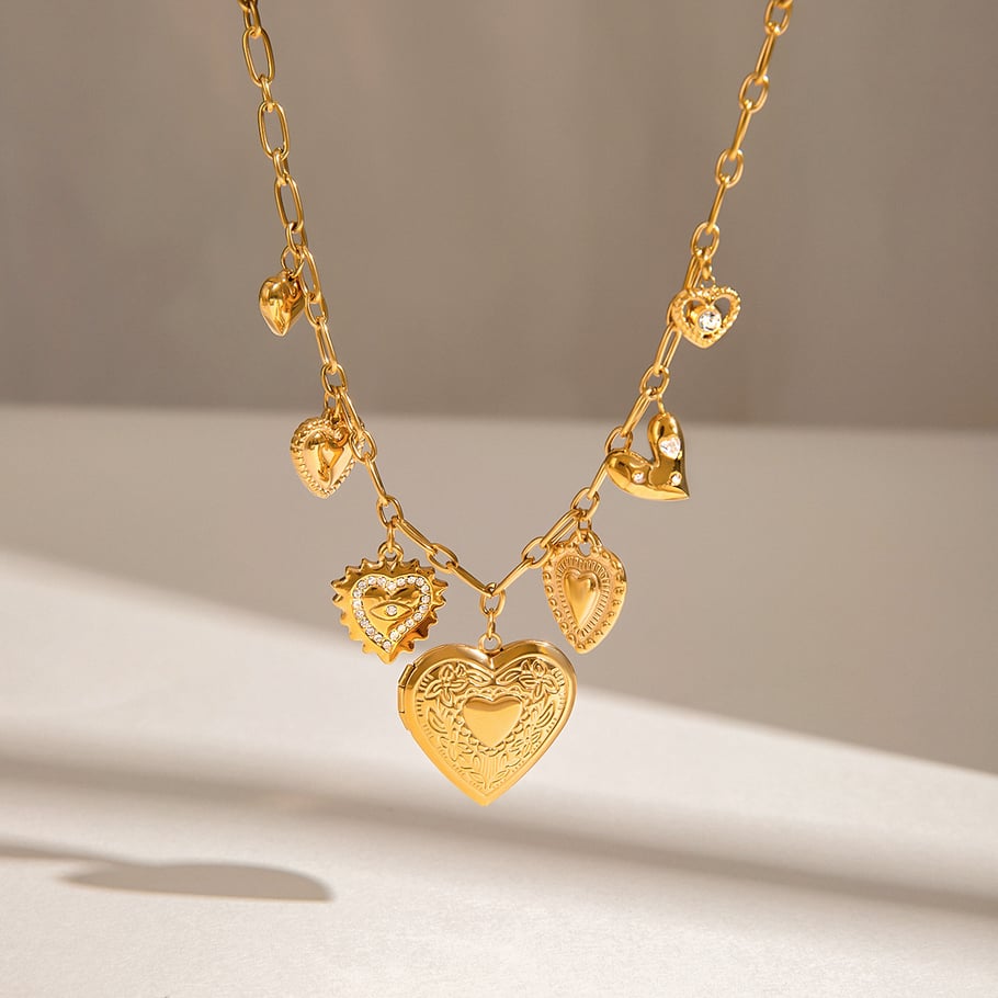 1 Piece Classic Series Fashionable Heart Shape Stainless Steel Gold Color Women's DIY Pendant Necklaces Picture3