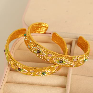1 Piece Classic Series Retro Eye Stainless Steel 18K Gold Plated Zircon Women Bangles h5 Picture4