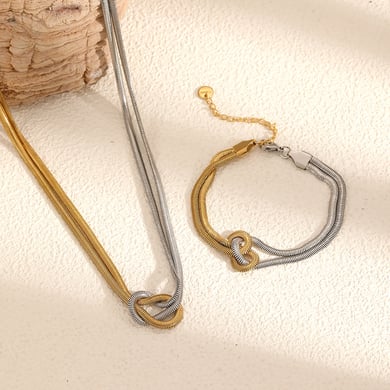 1 Piece Modern Series Simple Knot Stainless Steel Gold & Silver Color Women's Chain Necklaces h5 Picture3