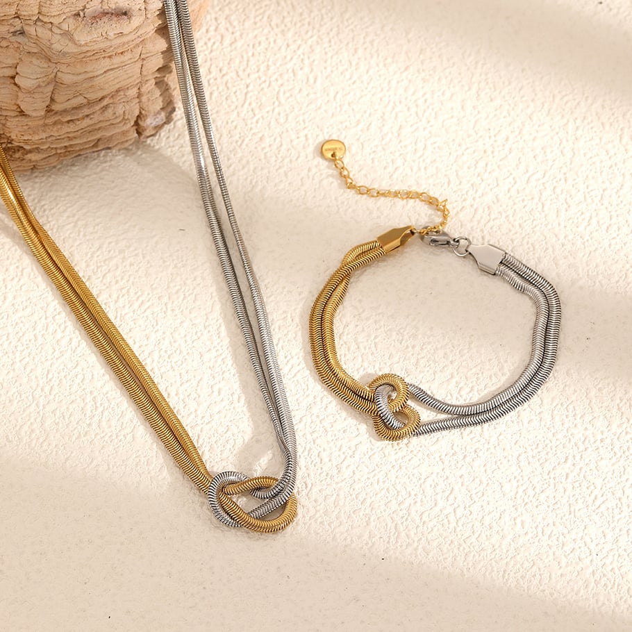 1 Piece Modern Series Simple Knot Stainless Steel Gold & Silver Color Women's Chain Necklaces Picture3