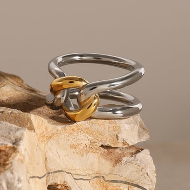 1 Paar Simple Series Simple Twist Edelstahl 18 Karat vergoldet Damen Einzelringe h5 Bild3