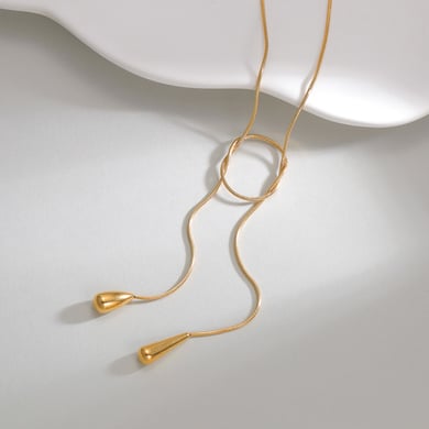 Collier avec pendentif simple et décontracté en acier inoxydable plaqué or 18 carats pour femme h5 Image4