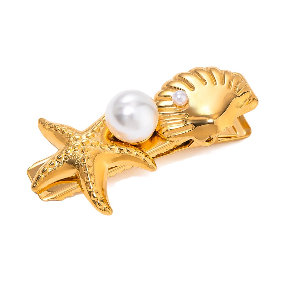1 Paar Simple Series Ins Style Schildkröte Edelstahl 18 Karat vergoldet Kunstperlen Damen Haarspangen Bild6