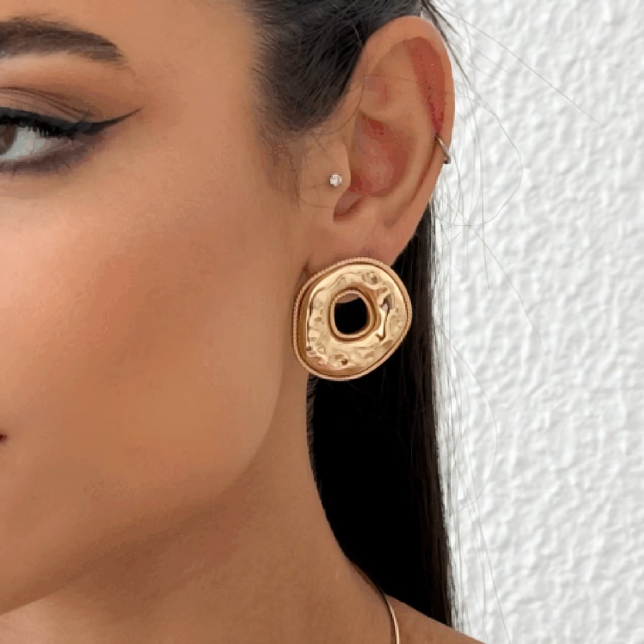 1 Pair Classic Series Elegant Annular Stainless Steel 18K Gold Plated Women Stud Earrings Picture5