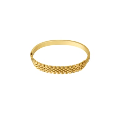 1 Piece Minimalist Series Elegant Rectangular Patchwork Stainless Steel Gold Color Women's Bangles h5 Picture4