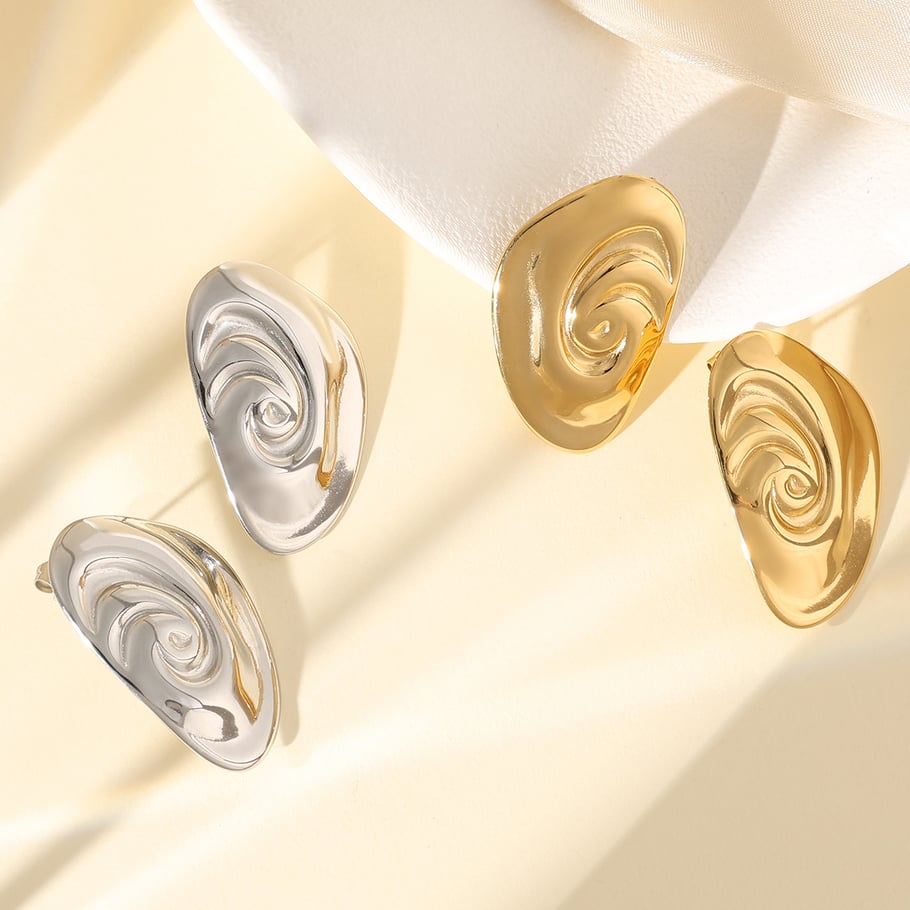 1 Paar Ohrstecker aus natürlicher geometrischer Titanstahl in Goldfarbe für Damen Bild4