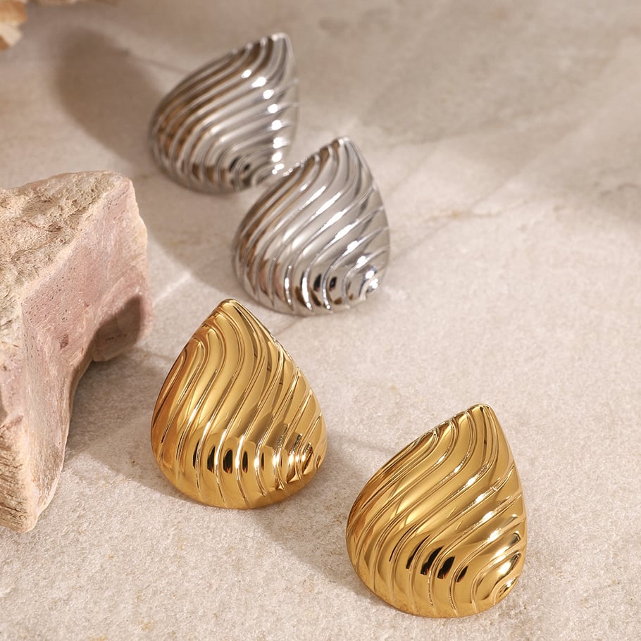 1 Pair Simple Series Simple Droplet Stainless Steel 18K Gold Plated Women Stud Earrings Picture3
