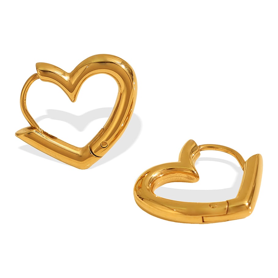 1 pair simple series simple heart stainless steel gold plated women hoop earrings h5Picture5
