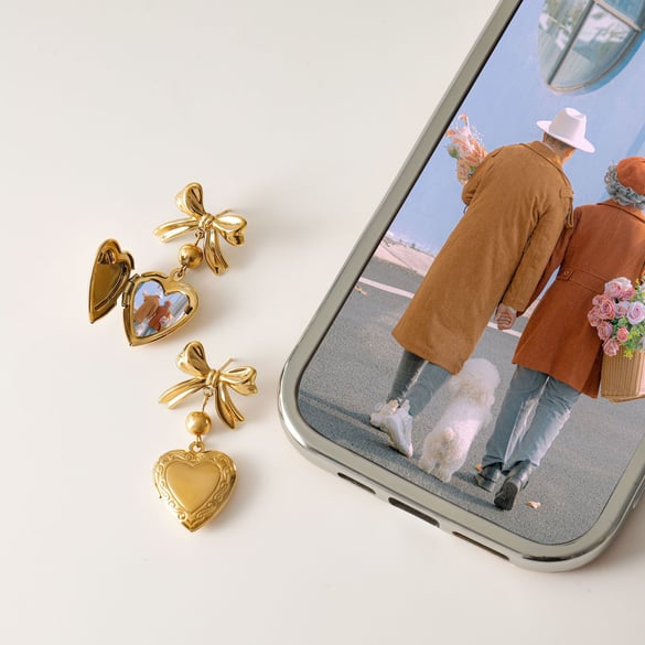 1 Paar Ohrringe aus Edelstahl mit 18 Karat Goldbeschichtung für Damen, klassische Serie, süßer Schleifenknoten 2