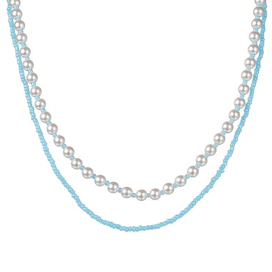 Collier élégant en acier titane plaqué or 14 carats pour femme, série classique, perles artificielles, multicouches h5 Image5