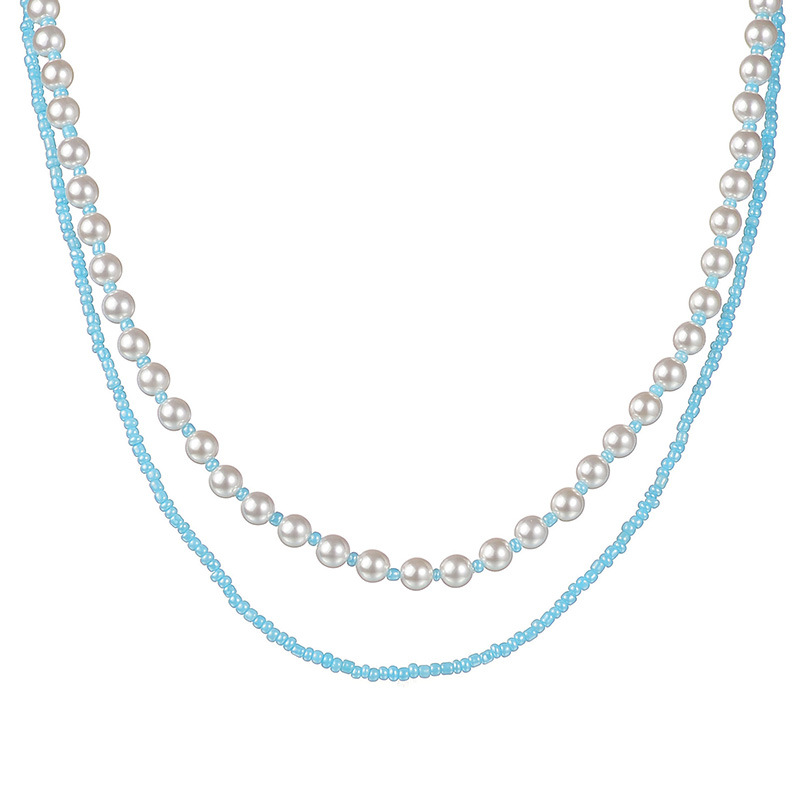 Collier élégant en acier titane plaqué or 14 carats pour femme, série classique, perles artificielles, multicouches Image5