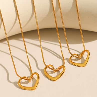 1 Piece Simple Series Simple Heart Stainless Steel 18K Gold Plated Women Pendant Necklaces h5 Picture3