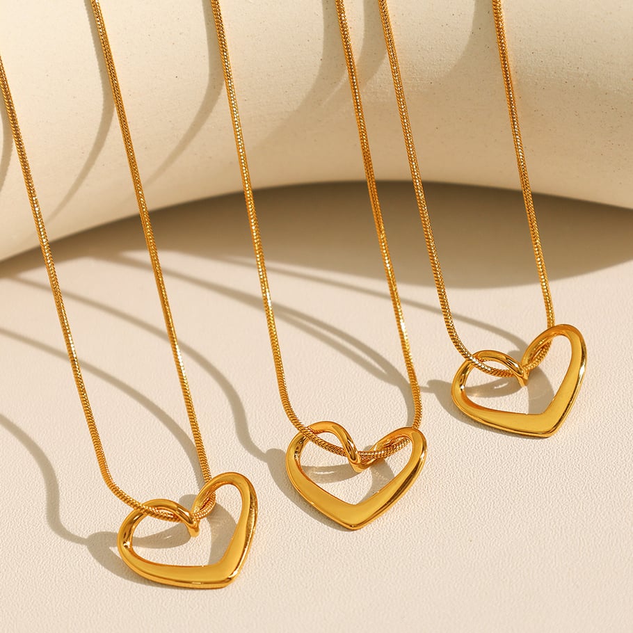1 Stück Simple Series Simple Heart Edelstahl 18 Karat vergoldet Damen-Halsketten mit Anhänger h5Bild3
