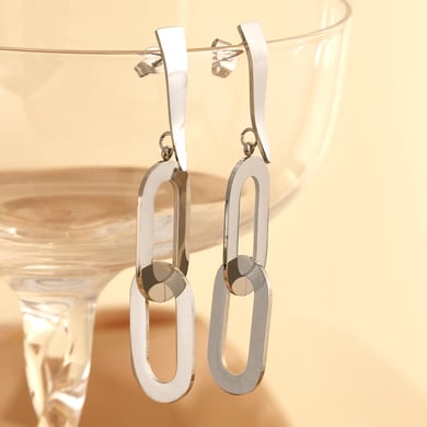 1 Pair Versatile Series Simple Oval Shape Titanium Steel Gold Color Women's Drop Earrings h5 Picture3
