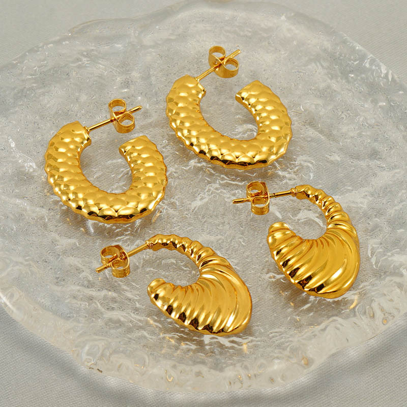 1 Paar Simple Series Einfache geometrische 18 Karat vergoldete Ohrstecker für Damen Bild5