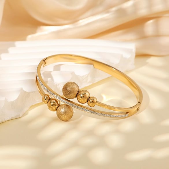Braccialetti da donna in acciaio inossidabile color oro con motivo geometrico classico della serie Classic 1 pezzo 2