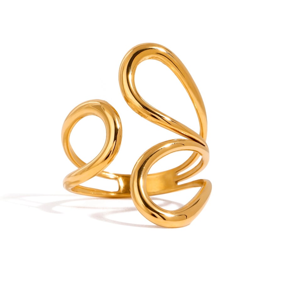 1 Pair Simple Series Daily Geometric Stainless Steel 18K Gold Plated Women Adjustable Rings Picture6
