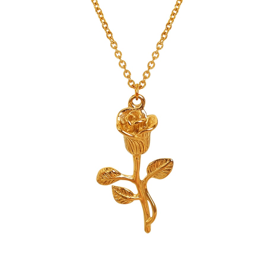 1 Piece Romantic Series Sweet Flower Titanium Steel 18K Gold Plated Women Pendant Necklaces Picture5