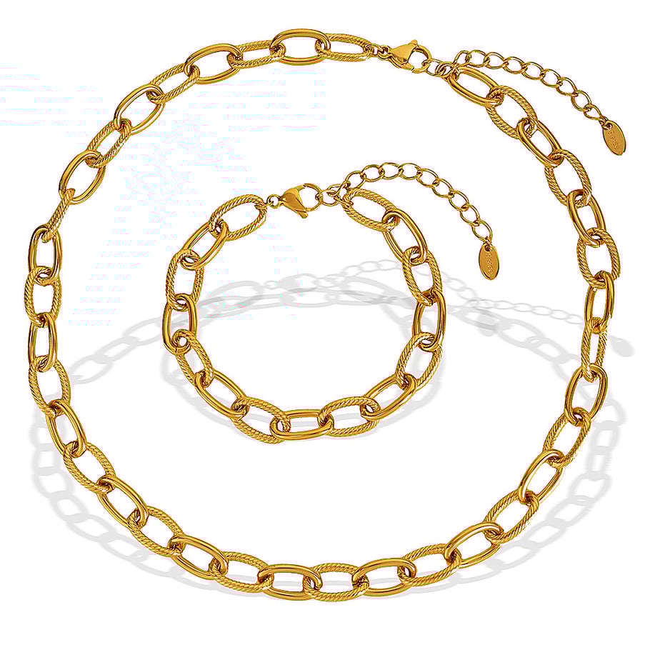 1 Piece Simple Series Classic Solid Color Titanium Steel   Gold Color  Women's Chain Necklaces Picture6