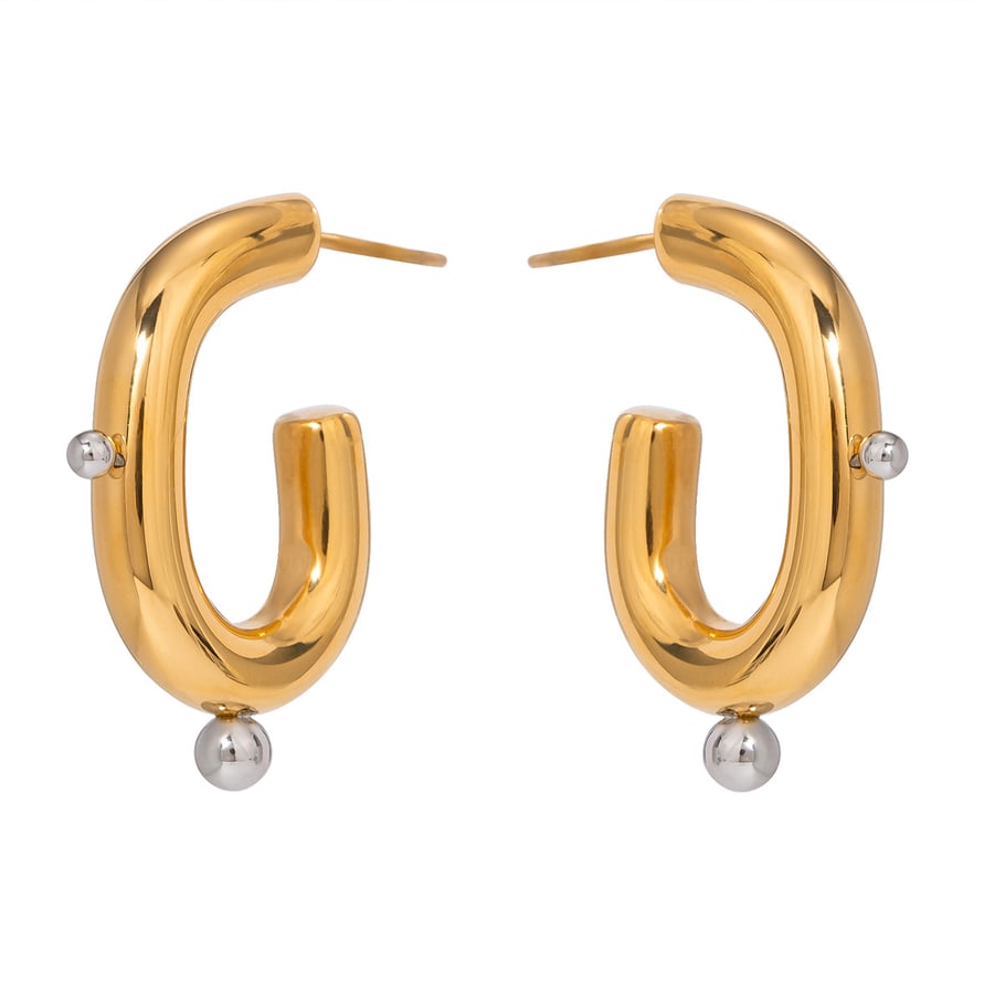 1 Pair Simple Series ins style Geometric Stainless Steel 18K Gold Plated Artificial Pearl Women Hoop Earrings Picture6