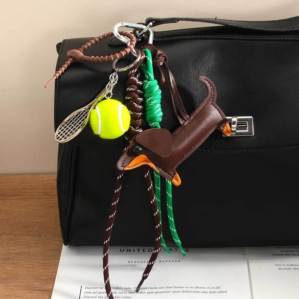1 Piece Tennis Racket & Leather Dachshund Women's Bag Charms 2